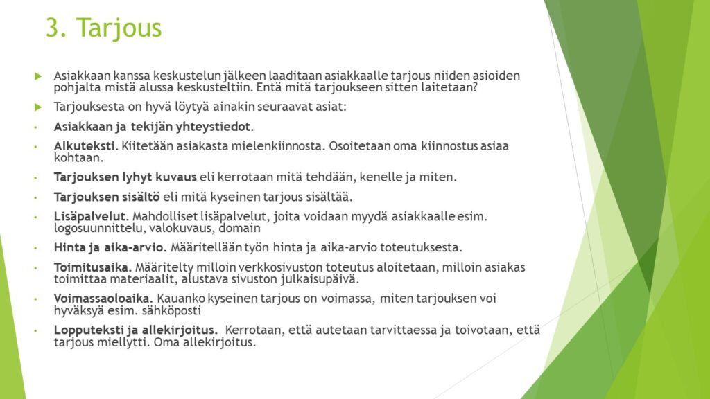 Tarjous verkkosivusta