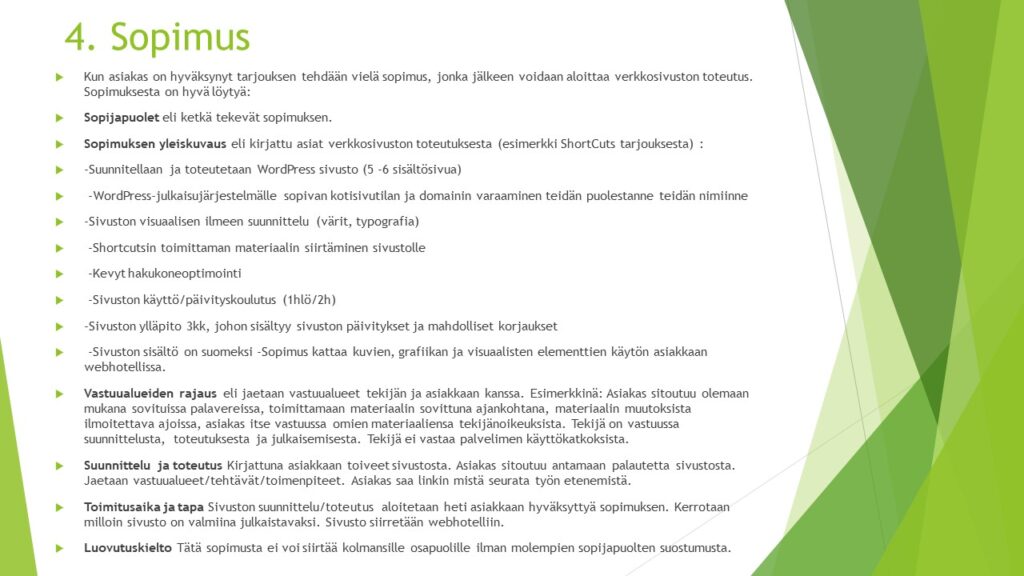 Sopimus verkkosivusta