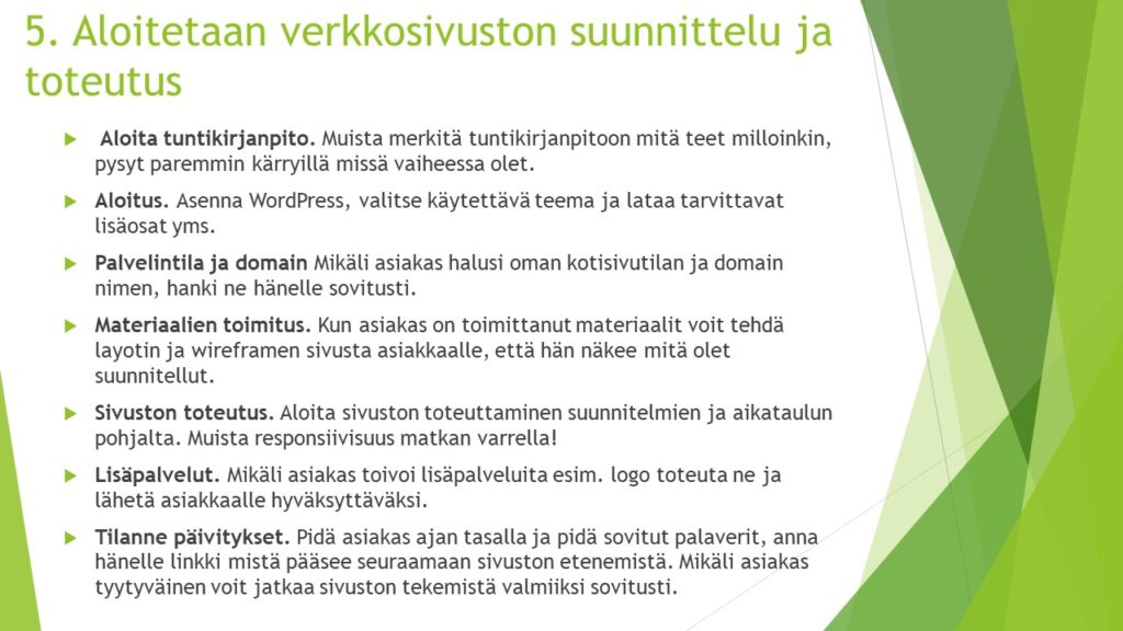 Suunnitelu sivustosta