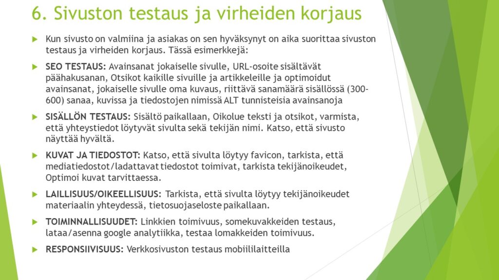 Verkkosivuston testaus